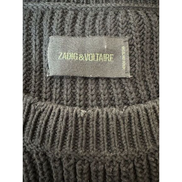 ZADIG & VOLTAIRE KARY COW Ombre Distressed Cotton Wool Pullover Sweater SZ M - Picture 5 of 6